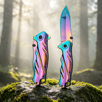 Couteau pliant multi-usages pour le camping et les activités de plein air, fabriqué directement en usine, entièrement en acier inoxydable, couteau de chasse élégant avec trou pour corde de survie