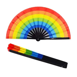 33cm migliore qualità buon prezzo personalizzato stampato 13 pollici arcobaleno Fan sublimazione raso Clack ventaglio a mano Rave Fan