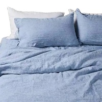 Parure de lit 4-en-1 en lin 100% naturel, douce pour la peau, sensation rafraîchissante, comprenant drap plat, drap-housse et taies d'oreiller, pour chambre à coucher au Royaume-Uni