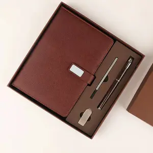A5 Pu Leather Meeting Journal Gift Set stampa personalizzata Logo organizer copertina rigida Planner Notebook Budget Binder con buste in contanti