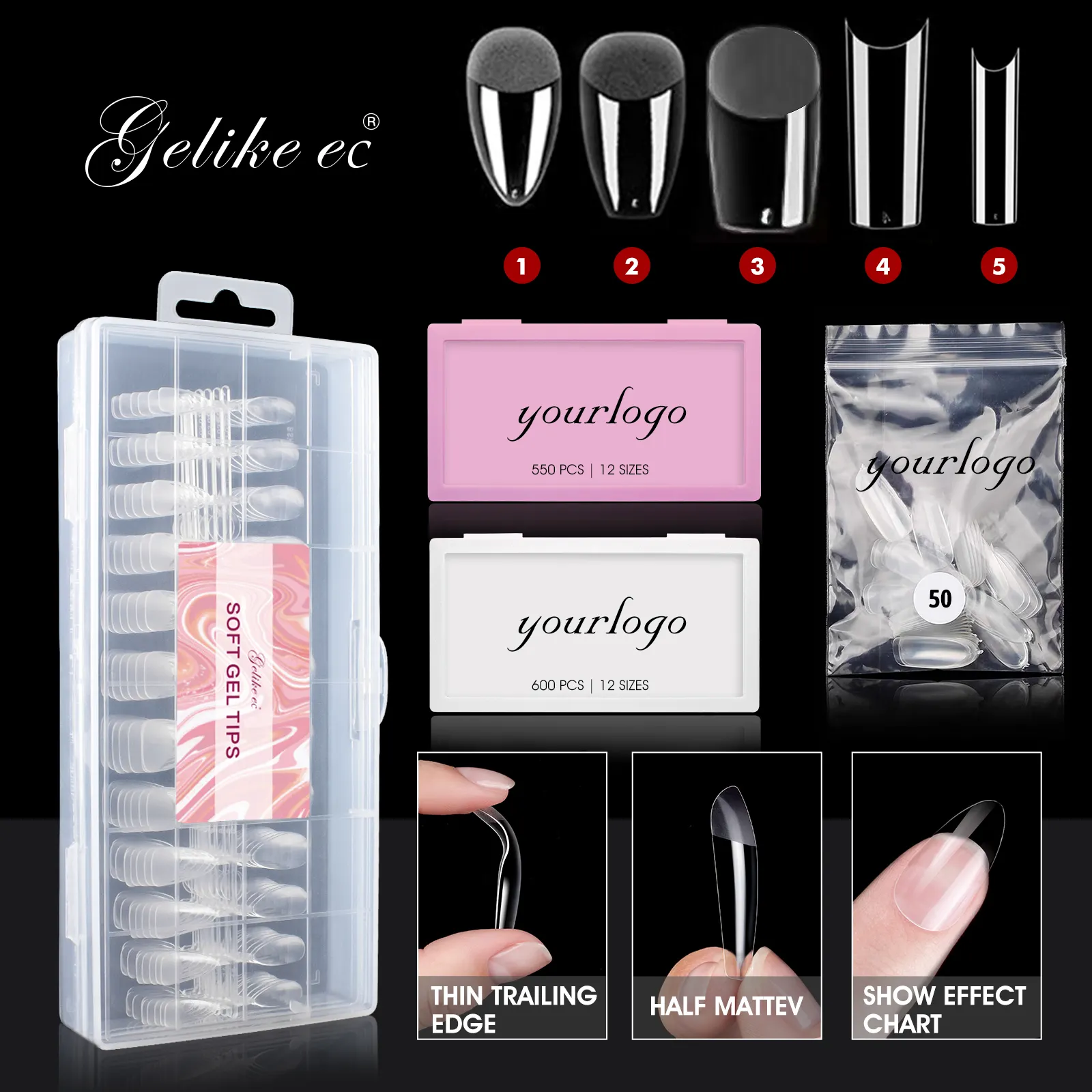 Factory Wholesale press on nails Soft Gel full cover nails Coffin Artificial Gel X Soft Gel Nail Tips