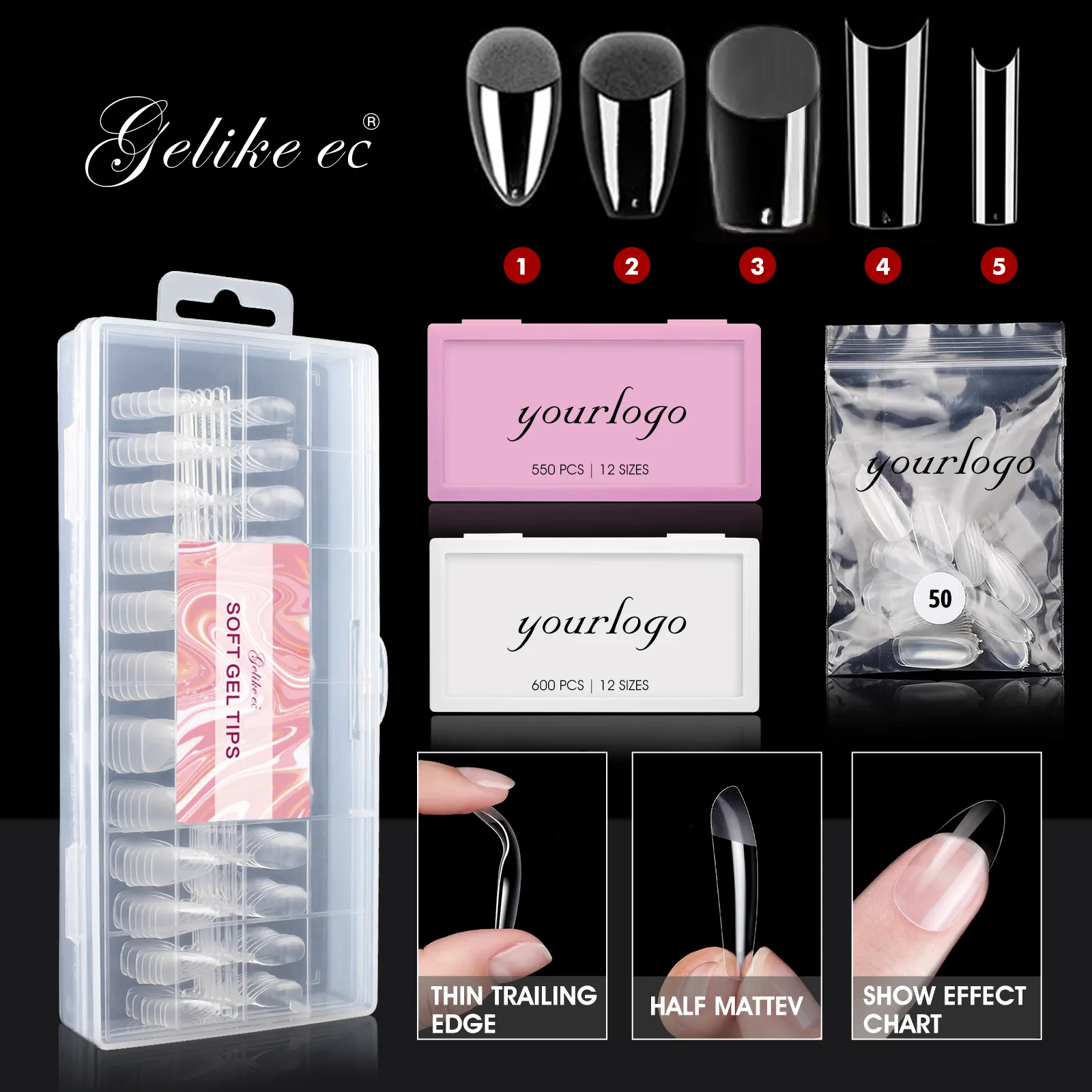 Tips Factory Wholesale Press On Nails Soft Gel Full Cover Nails Coffin Artificial Gel X Soft Gel Nail Tips