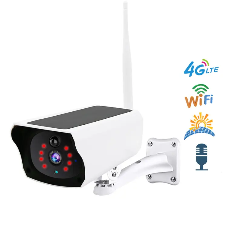 Wireless WiFi Network Solar Power Camera 4G SIM Card Slot PIR CCTV Security IP Camera Outdoor