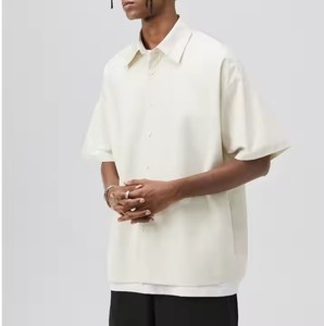 Chemise à manches courtes en coton de haute qualité personnalisée avec boutons <span class=keywords><strong>T</strong></span>-<span class=keywords><strong>shirt</strong></span> rétro à manches courtes pour hommes - Product Image 3