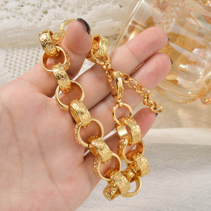 custom personnalisé fashion bracelets & <b>bangles</b> engraved interlocking hollow oval link luxury <b>men</b> women bracelets - Product Image 3
