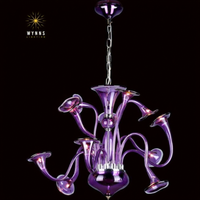 Lustre en verre de Murano violet luxe fantaisie Art LED Suspension éclairage classique Style européen suspension lampe maison hôtel Bar