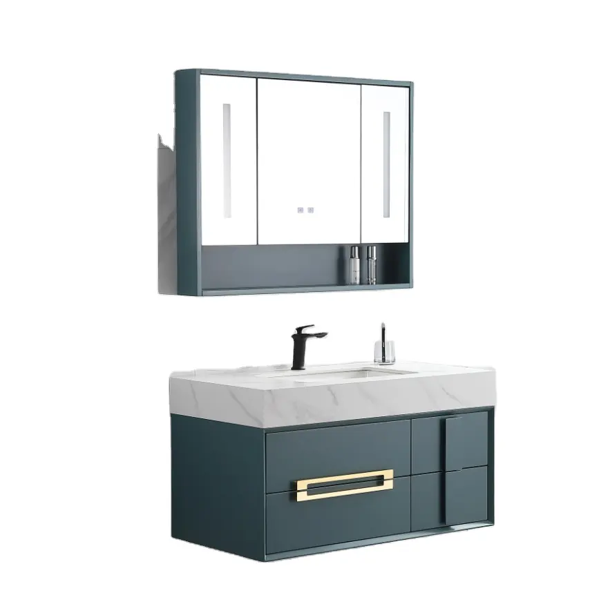 In Stock Luxury Bathroom Vanity With Mirror Solid Wooden Color Painting Cabinet Waterproof Mirror Cabinet