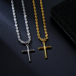 Custom Jóias Impermeável Cruz Colar Homens Pingente Corda Cadeia De Aço Inoxidável 25mm Bevel Cruz Crucifixo Colar Pingente - Product Image 2