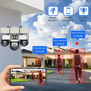 Caméra de sécurité V380 pour la maison, carte SIM 4G, caméra de rue 3PTZ à trois vues, caméra intégrée pour cour extérieure, caméra intelligente rotative HD - Product Image 2