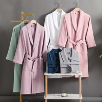 Peignoir en coton gaufré brodé de haute qualité, séchage rapide, absorbant, 100 % coton, pour hôtel, SPA, salon de beauté, vêtements de nuit pour hommes et femmes