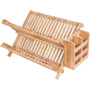 竹制厨房餐具/板晾衣架支架排水器储物架