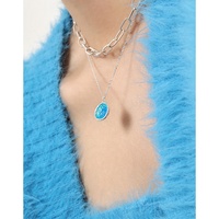 Ocean Series Texture Goutte Glaçure Chaîne de clavicule circulaire irrégulière S925 Collier en argent sterling pour femme