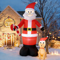 Père Noël gonflable de 6 pieds avec chien et canne à sucre, éclairage LED, décoration de jardin extérieure