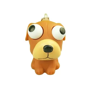 Llaveros suaves de pvc para perros personalizados en 3d, Ojos de promoción pop squeeze dog keychains