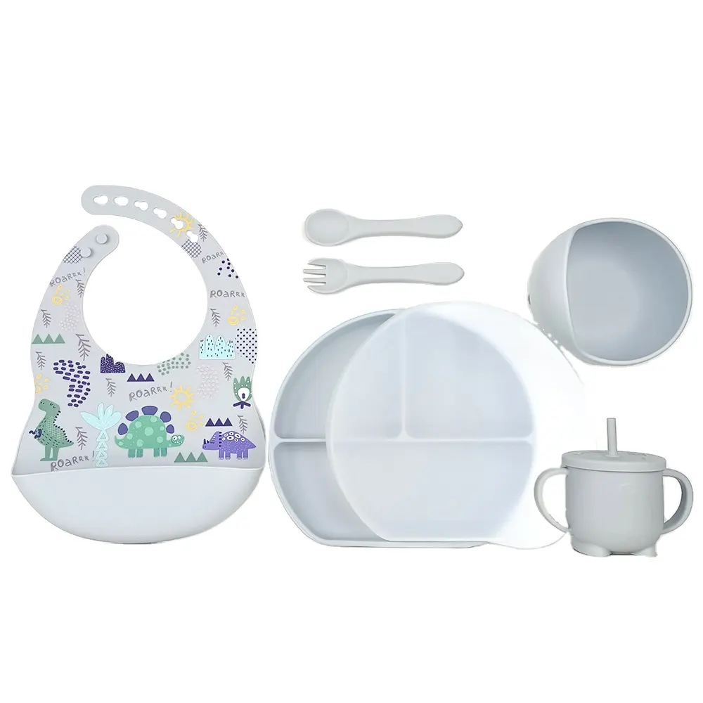 BPA Free Baby Geschirr Set Wholesale Kids Tableware Food Plate Mat Silicone Feeding Set Baby Bowl With Box