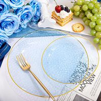 Ensemble de 350 assiettes rondes jetables en plastique PS, pour 50 invités, texture pierre, couleur et motif personnalisés pour les événements festifs