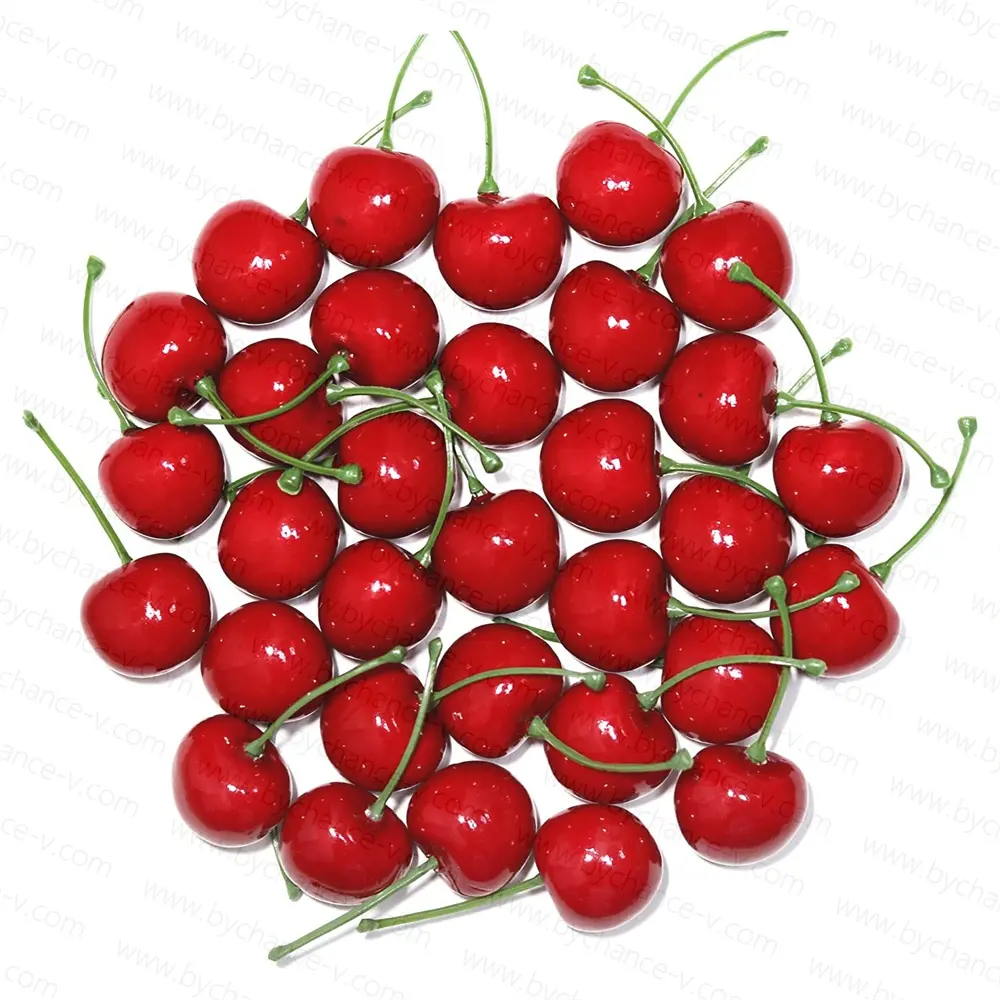 Christmas decorating Artificial Red Cherries 30mm/1.18inch Simulation Lifelike Cherry Fake Fruit for Home Kitchen Dining Decor