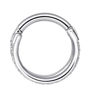 Piercing storie ASTM F136 titanio doppie linee CZ pietre pavimentate setto anello incernierato corpo Piercing gioielli