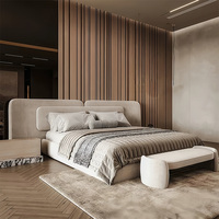 Luxuriöses Italienisches Echtleder-Polsterbett mit Breitem Kopfteil, Umweltfreundlich und Langlebig, in King- und Queen-Size für Villa-Hauptschlafzimmer