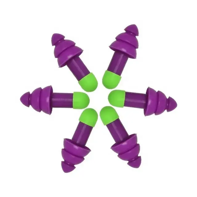 Christmas Tree Shape 3 Layer Purple silicone earplugs hearing protection waterproof swimming ear protection ear plugs