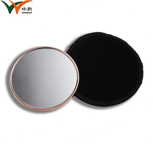 Velvet <b>Pouch</b> Custom Embossed Logo Small One Side Metal Rose Gold Compact Cosmetic Mirror - Product Image 2