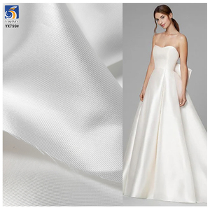 Tissu de mariage en mikado <span class=keywords><strong>blanc</strong></span> de haute qualité, satin tissé sergé 250D 160 g/m², pour robes, satin de mariage en mikado - Product Image 1