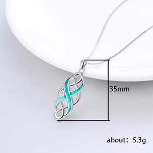 Collana con Ciondolo Nodo Celtico per Donne, Catena Intrecciata Geometrica Stile Opale, Gioielli alla Moda - Product Image 2