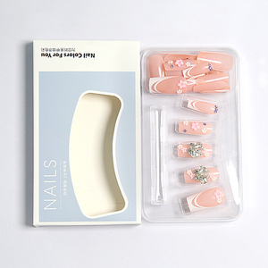 <span class=keywords><strong>Uñas</strong></span> Postizas Francesas con Pedrería de Mariposa 3D, 24 Piezas, Color <span class=keywords><strong>Rosa</strong></span> Nude, Acrílicas, para Mujer - Product Image 4