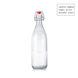 Bouteille en verre à <span class=keywords><strong>bouchon</strong></span> basculant <span class=keywords><strong>pour</strong></span> bouteille en verre transparent avec couvercle hermétique 25 Lait et vin 250 ml et 500 ml et 1000 ml Bouteille en verre carrée - Product Image 3