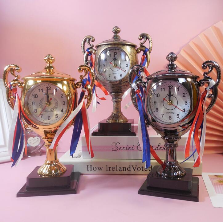 Креативный трофей, золотой будильник, украшение, Подарочные часы для компании, школы, событий, подарок, часы в форме трофей