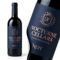 Étiquette de bouteille personnalisée en or rose indigo minuit, étiquette de luxe pour vignobles de boutique, idéale pour les cadeaux de mariage