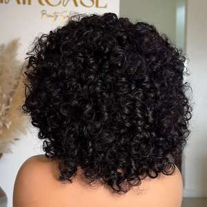 精灵卷曲5*5高清天然黑色全蕾丝越南头发13*4 1B缅甸卷曲人发1b 13*6高清全正面无胶 - Product Image 3