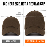 Op maat gemaakte logo XXL grote baseballcap 68cm oversized diepe krans 100% katoenen twill bruine pet voor heren groothandel