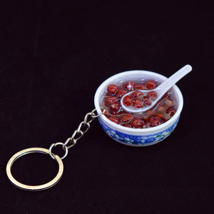 Porte-clés créatif en plastique 3D, modèle bol de riz, jouet mignon, porte-clés alimentaire pour voiture - Product Image 6