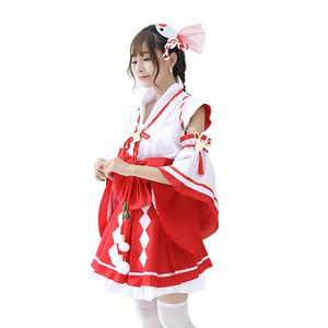 Femmes <span class=keywords><strong>japonais</strong></span> Anime Miko Cosplay Costume mignon court Lolita Kimono jeu de rôle déguisement café <span class=keywords><strong>femme</strong></span> de chambre uniforme Final Elysion - Product Image 4