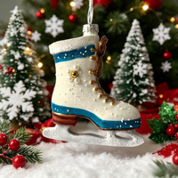 Ornements de Noël en verre en forme de patins à glace, décorations festives créatives, ornements de style rétro, accessoires en forme de boîte cadeau