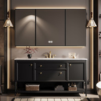 Meuble-lavabo de salle de bain sur pied de style européen haut de gamme avec lavabo, production personnalisable disponible.