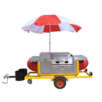 Chariot à hot-dogs populaire pour l'extérieur avec parasols