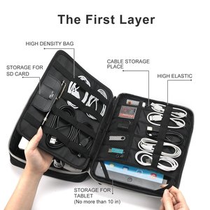 Sac de rangement pour câbles personnalisé, résistant à l'eau, avec double compartiment pour câbles, chargeurs, batterie externe, étui pour tablette uniquement - Product Image 2