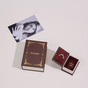 Elegant Book-Shaped Jewelry <b>Boxes</b> With Embossed Design And Lids For Ring Necklace <b>Storage</b> - Product Image 4