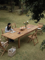 Table d'extérieur rectangulaire pliable et extensible de style vintage, fabrication OEM/ODM, construction à tenons et mortaises, robuste et durable