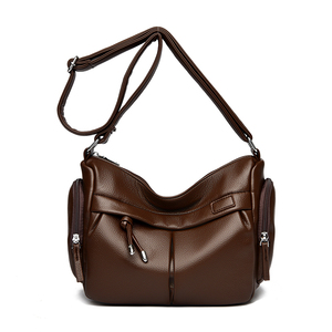 Sac messager vintage de haute qualité à motif géométrique, fermeture éclair, détails rivetés. Sac à main portable et élégant pour femme en PU. - Product Image 5