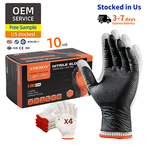 ANBOSON Barbecue Grilling Cooking Black Disposable Nitrile Cotton Bbq Gloves Heat Resistant - Product Image 1