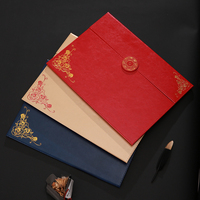 Porta Certificados Triple A4 de PU con Cierre Decorativo a Presión, Cubierta para Diploma con Grabado Personalizado para Ceremonias de Premiación