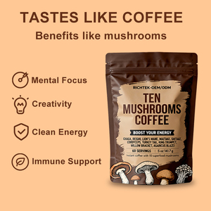 Caffè ai Funghi Private Label, Caffè ai Funghi Biologico con Estratto di Criniera di Leone, Chaga, Cordyceps e Reishi - Product Image 3