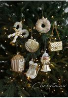 Décorations de Noël en plastique doré scintillant style INS, décorations suspendues en forme de bonbons et de dessins animés pour arbre de Noël et fêtes