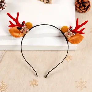 diadema de renos Suppliers-Jachon-Diadema con astas de Navidad para niña y mujer, decoración de Navidad, árbol de Navidad, Reno con fiesta, temporada