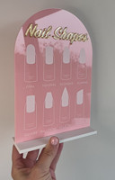 Signe d'affaires en acrylique de table avec logo personnalisé Plaque en forme de L pour ongles en forme de salon de beauté