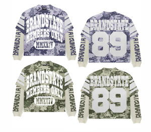 T-shirt a manica lunga a doppio strato con stampa grafica Oversize in <span class=keywords><strong>cotone</strong></span> Premium con maniche a fiamma Hip Hop - Product Image 5