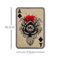 Écusson de carte de mort brodé DIY Écusson rectangulaire noir avec crochet et boucle Accessoire boucle de cerceau